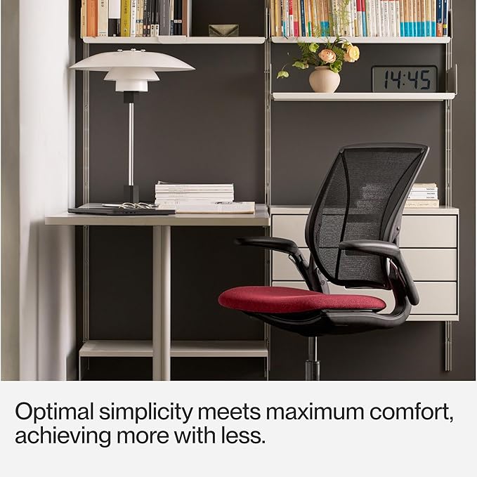 Humanscale World LM Black Catena Mesh Ergonomic Office Chair for Desk with Slate Gray Autumn Seat, Adjustable Simple Desk Chair, Black Frame