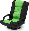 360° Swivel Chair 6 Adjustable Positions Backrest with Armrest Foldable Floor Chairs Suitable for Reading, Relaxing, Mediation,Green