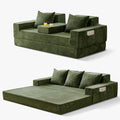 MAXYOYO Convertible Sofa Bed, 80" Oversized Boneless Loveseat Couch 4 in 1 Foldable Floor Sofa Couch in A Box with 2 Cup Holders, Folding Sleeper Chair for Living Room, No Assembly Required, Green