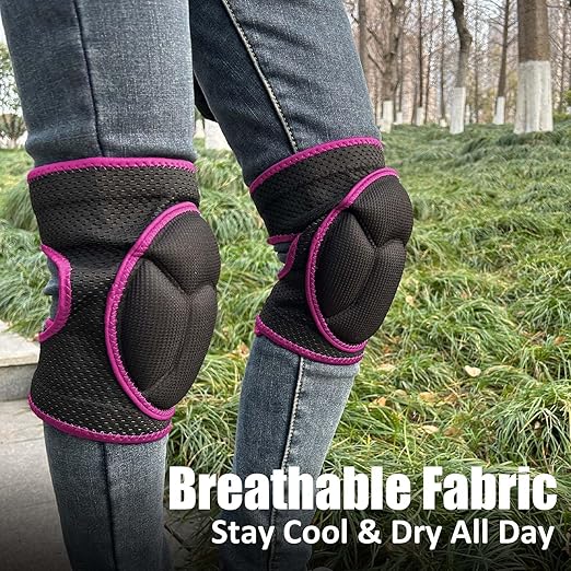 Work Knee Pads for Men & Women, Soft Knee Foam Pad for Gardening, Cleaning Floors – Anti-Slip Straps with Good Elasticity, Lightweight, Concrete Kneepads for Mechanics, Painters, Workers for Christmas – Pink M