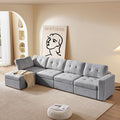 ORRD Convertible Sectional L Shaped Sofa with Storage, Modular Sectional 5 Seater Tufted Sofa Set with Chaise - Grey