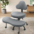 Cross Legged Office Chair, Criss Cross Desk Chair ADHD Meditation Kneeling Yoga Seat with Adjustable Height, Lumbar Support, Wider Footrest and Wheels (Dark Gray)