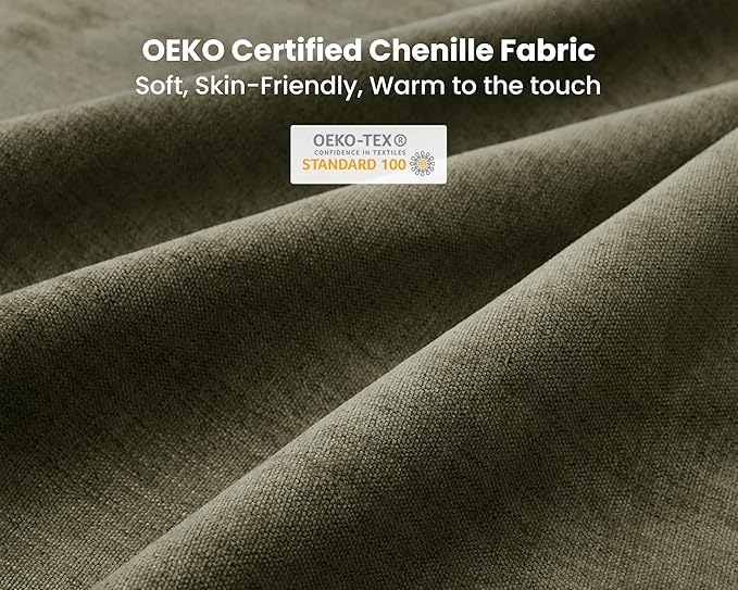 Oversized Modular Sofa, Extra Deep Cloud Chenille Sectional Couch with Ottoman Chaise, Fluffy Chenille 4 Seat L-Shaped Sofa for Living Room, Villa (L Shape 4 Seater, Chenille Green)