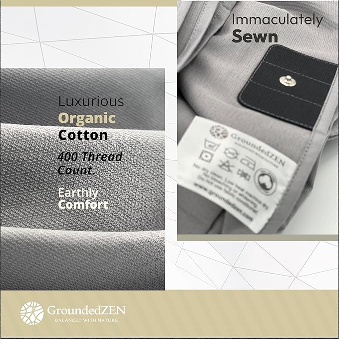 Premium Quality Fitted Grounding Sheets - Organic Cotton with Conductive Silver Threads. Grounding Cord Included Kit. Earth Well Connected Sheet. 80 x 60 x 12 inches Queen Size Bed. (Queen)