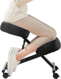SOMEET Ergonomic Kneeling Chair, Modern Style, Kneeling Office Chair, Black Pu Kneeing Chair, Metal Frame, Foam Seat, 250 lbs Weight Capacity, Adjustable Height, Lockable Casters