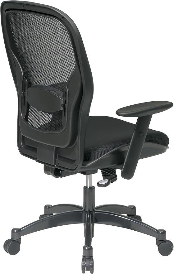Space Seating 23 Series Breathable Mesh Back Adjustable Manager's Office Chair with Padded Mesh Seat and Heavy Duty Gunmetal Finish Base, Black