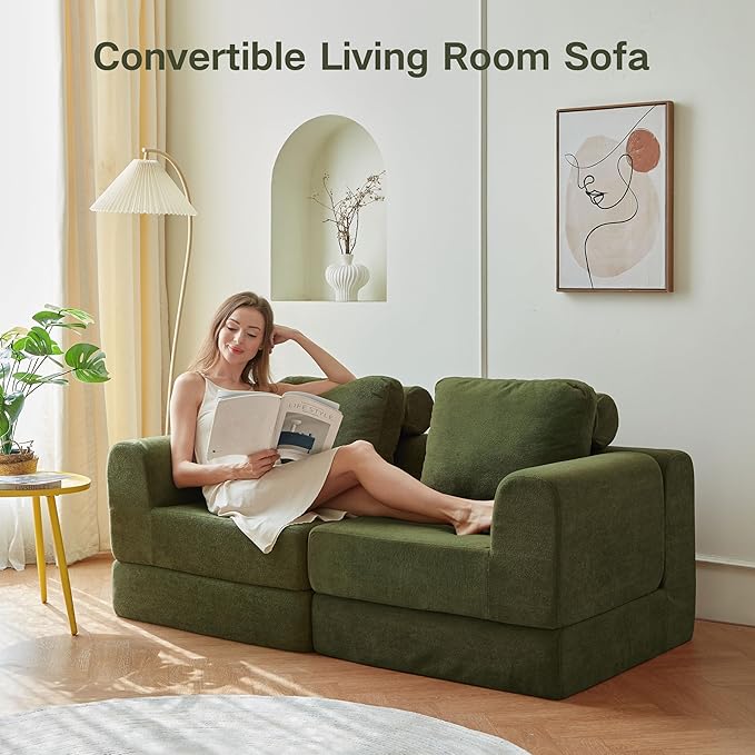 Swbvs Convertible Folding Sofa Bed, Multi-Functional Sleeper Chair with Memory Foam and Back Support – Portable Futon Couch for Living Room, Bedroom, or Small Spaces