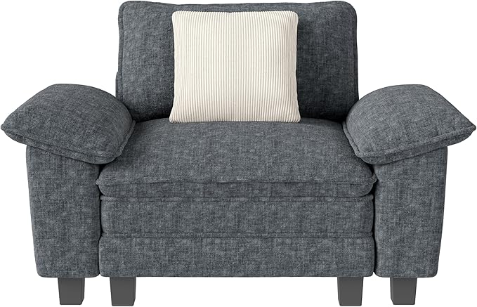 MIXPATIO 53.5" Modular Sectional Single Sofa, Soft Plush Chenille Armchair with Comfortable Deep Seat & Removable Arms for Living Room，Cyan