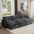 Aoowow Corduroy 3 Seater Sleeper Couch with Ottomans,Large Cloud Couches for Living Room,Tufted Modular Sectional Cloud Sofas Deep Seat,Oversized Chaise Lounge Sofa (Grey, 3 Seater + 3 Ottoman)
