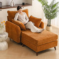 Oversized Accent Chair with Ottoman,All Seats Storage,Comfy Big Armchair,24.5'' Deep Seat,Upholstered Living Room Chairs,Reading Chair,Lounge Chair for Bedroom,Office,Chenille,Yellow