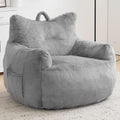 Giant Bean Bag Chair for Adults, Oversized Bean Bag with Filling Plush Fluffy,BeanBag Lazy Sofa Couch with Armrest for Living Room, Cat Shaped Beanbag Couch with Sidepocket for Bedroom,Grey