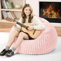 Homguava 2FT Bean Bag Chair, 2' Small Bean Bags with Memory Foam Filled, Beanbag Chairs with Machine Washable Cover Dutch Corded Plush Cover for Classroom,Living Room,Bedroom-Soft Pink