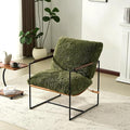 VINGLI 28" Wide Plush Upholstery Sling Modern Accent Chair Set of 2, Cute Reading Armchair with Removable Seat Cushion & Tan Microfiber Seat Base, Lazy Chair for Bedroom & Lounge,Olive Green