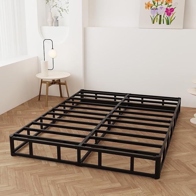 Maenizi 9 Inch Full XL Box Spring, Heavy Duty Metal Box Spring Bed Base with Fabric Cover, Mattress Foundation, Easy Assembly, Noise Free, Black