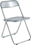 LeisureMod Lawrence Modern Clear Acrylic Folding Chair with Metal Frame, Space-Saving Transparent Seating for Dining Room, Home Office, Bedroom, Vanity or Small Spaces, (Transparent Black, Singles)