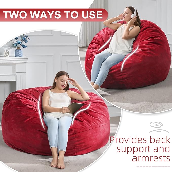 Hobestluk 4FT Bean Bag Chair Giant Bean Bag Chairs for Adults Large Bean Chairs with Removable Cover, Beanbag Chair with Filler, Adult Bean Bag Chairs for Living Room, Bedroom