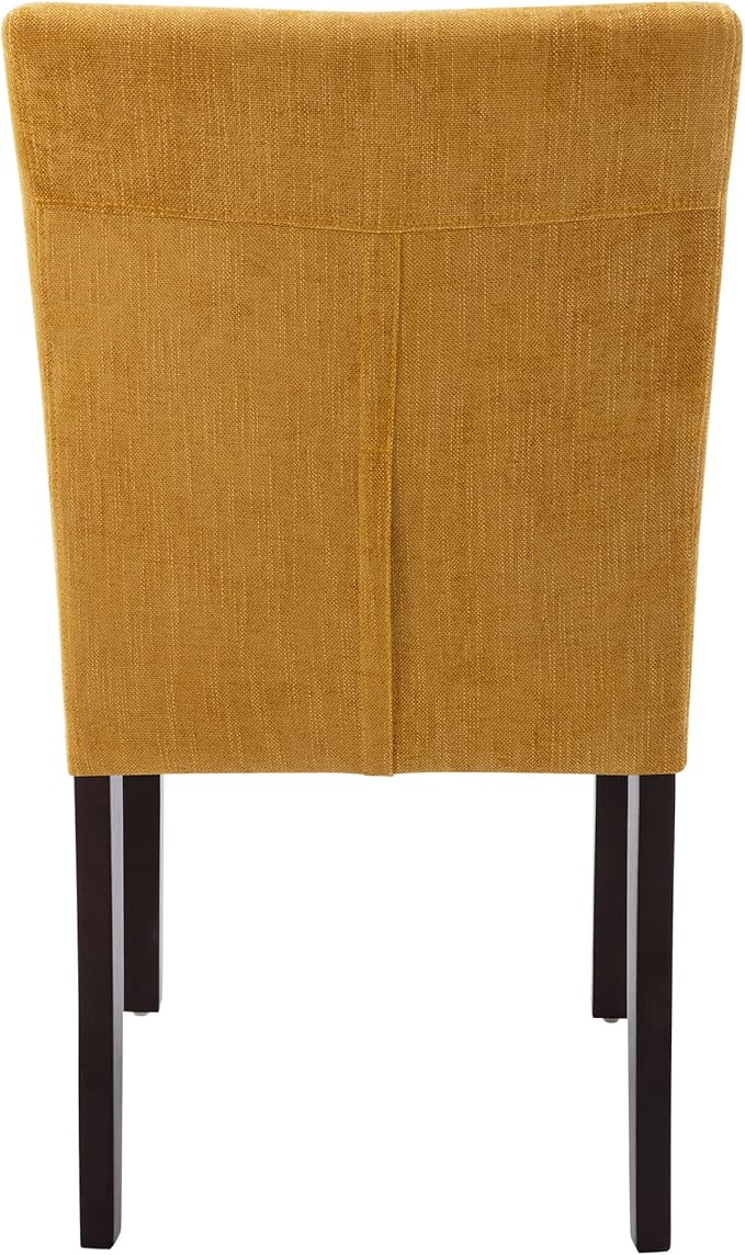 Watson & Whitely Kitchen & Dining Room Chairs with Low Backs, Upholstered Dining Chairs Set of 2, Modern Armless Dining Table Chairs with Solid Wood Legs, Bright Yellow