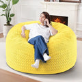 3FT Bean Bag Chair,Giant Bean Bag Chairs for Adults,Big Bean Bags with Memory Foam Filled, Large Beanbag Chairs with Chevron Plush Cover-Yellow