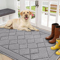 REFETONE Indoor Doormat, Front Back Door Mat 32"x40" Rubber Backing Non Slip Mats, Absorbent Washable Entrance Doormat for Entryway, Resist Dirt Low-Profile Inside Floor Mat for Muddy Shoes Light Grey