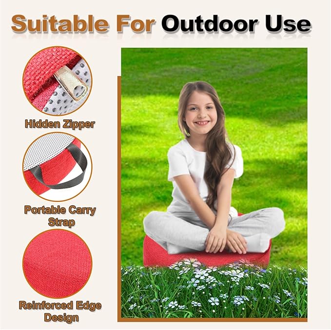 M Mute Touch 6 Pcs Flexible Floor Cushion, Floor Cushions Easy to Clean and Carry,16''x16''x2'' Soft Cushion for Learning Sitting Daycare Chair Yoga and Meditation (Linen)