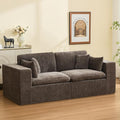 88''Cloud Boneless Sectional Couch, Modular Sectional Sofa Deep Seat, Upholstered Convertible Comfy Loveseat Chenille Memory Foam Sofa Couches for Living Room, Brown