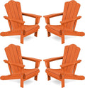 KINGYES Folding Adirondack Chair Set of 4, HDPE All-Weather Folding Adirondack Chair, Orange