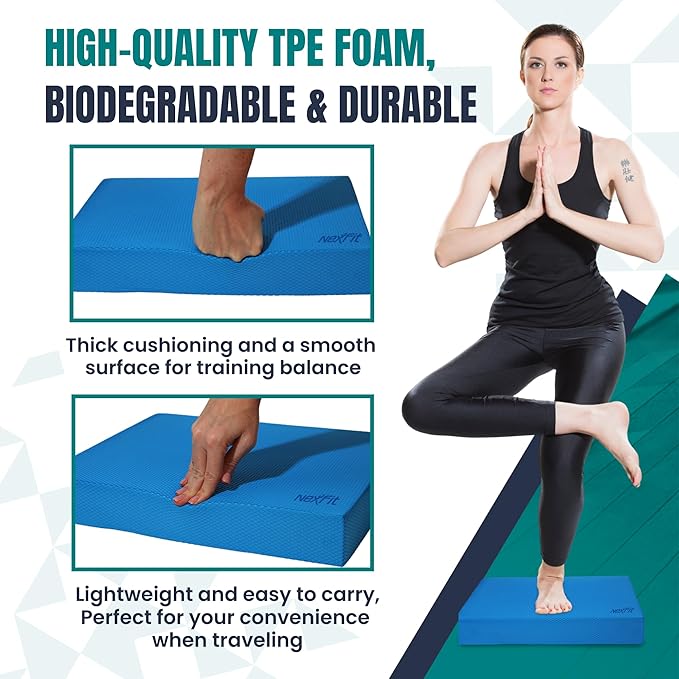 NexFit High-Density Balance Pad - Durable TPE Foam Balance Pad Physical Therapy, Foam Exercise Pad with Non-Slip Surface, Lightweight for Home & Gym Workouts, Core Strength & Balance Enhancement