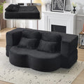 Convertible Folding Sofa Bed, 78” Full Size Floor Sleeper Couch, Chenille Full Foam Futon Loveseat for Living Room Bedroom, No Assembly Required (Black)