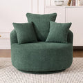 Yoglad 38.58'' Swivel Round Chair, Comfy Boucle 360° Accent Chair with Thick Cushion, Oversized Modern Single Sofa with 3 Pillows, Soft Armchair for Nursery, Living Room, Bedroom, Office (Green)