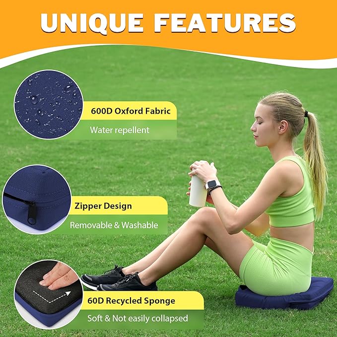2 Pcs Stadium Seat Cushions Water-Repellent Bleacher Seat Cushions Indoor & Outdoor Seat Cushion for Bleachers Portable Stadium Cushion for Sports Events, Office Chairs, Beaches