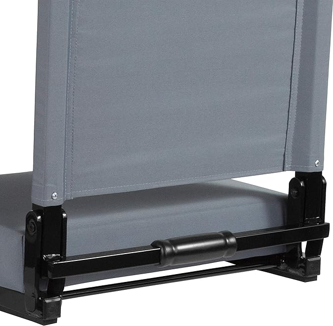 Flash Furniture Grandstand Portable Stadium Seat for Bleachers or Benches, Folding Padded Stadium Chair with Carrying Handle, 500 lb. Weight Capacity, Gray