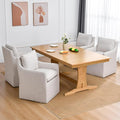 DUHOME Upholstered Dining Chair with Casters,Linen Dining Chairs Set of 4,Single Sofa Chair with 4 Casters,Upholstered Arm Chair for Bedroom Reading Room Waiting Room Kitchen Dining Room
