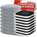 Kiss Core New Upgrade Furniture Movers Sliders, 8+8 Pack 4.3" Multi-Surface Furniture Sliders with Groove Design, 8PCS Moving Pads and 8 Hardwood Socks, Protect Floor and Easily Move Furniture