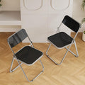 2 Pack Black Plastic Folding Chairs - Executive Pair Stackable for Office Lounge, Conference, VIP Area (250lb Capacity)
