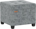 ABHENG 17.7 inches Chenille turfed Ottomans Cube with Storage, Metal-Framed Square Storage Ottoman Foot Rest Stool Holds 770 LB for Dorm Living Room Bedroom Gray UASN641G
