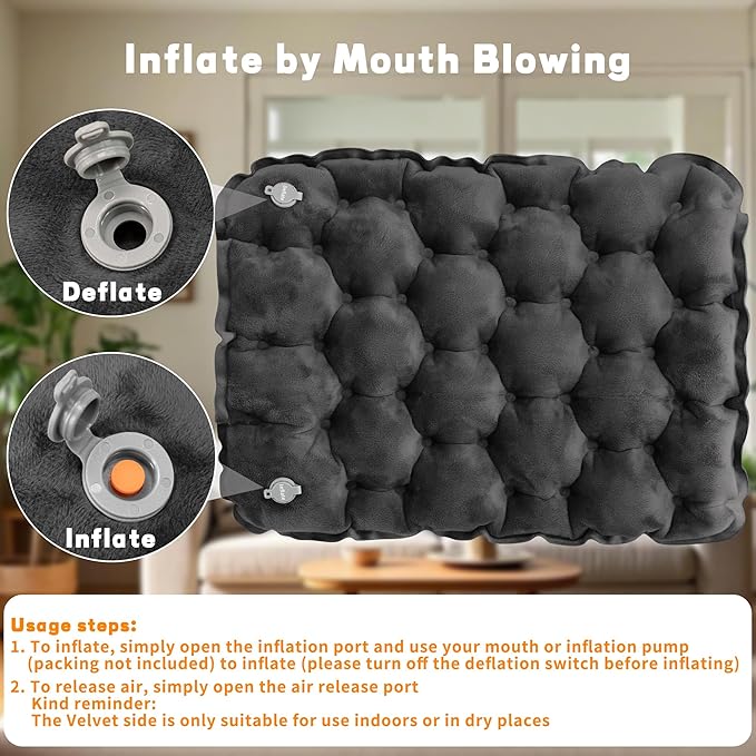 Eulant Lightweight Inflatable Air Seat Cushion - Portable Travel Cushion, Suitable for Camping, Hiking, Climbing, Bleacher, Home and Office