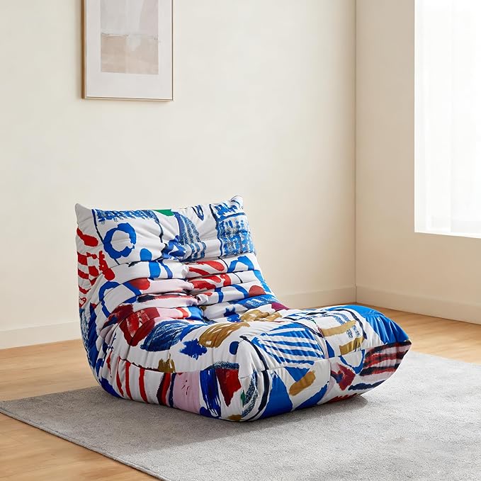 Bean Bag Chair, Fireside Chair, Large Bean Bag Chair for Adults, Bean Bag Chairs for Teens with High-Resilience Foam, Non-Slip Base Floor Lounge Sofa,Living Room (Graffiti Color, Single)