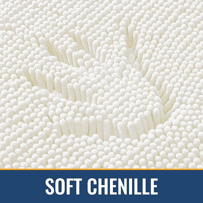 Arotive Bathroom Rugs 36x24, Extra Soft Absorbent Shaggy Chenille Bath Rugs, Machine Washable Rubber Backing Non-Slip Bath Mats for Bathroom Floor Tub and Shower, Home Decor Accessories, Ivory