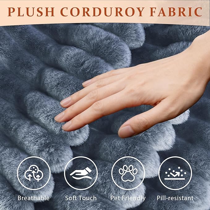 HYJT-H&K Modular Sectional Sofa Cloud Sectional Couch, 95" Comfy Fluffy L Shaped Grey Couches for Living Room, Deep Seat Memory Foam Plush Corduroy Boneless Couch Sectionals Left Facing Chaise Sofa