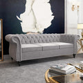 QHITTY Accent Large Sofa, Chesterfield Couch 3 Seater Modern Velvet Couch Upholstered Sofa with Tufted Back for Living Room Furniture (Grey)