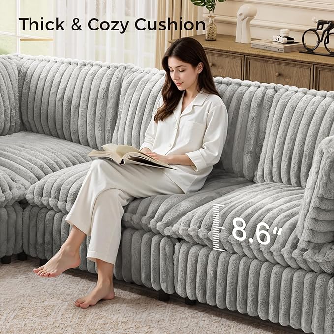 KKL Modular Sectional Sofa Bed, Convertible L/U-Shaped Sleeper Couch for Living Room, Modern Reversible Design, Grey
