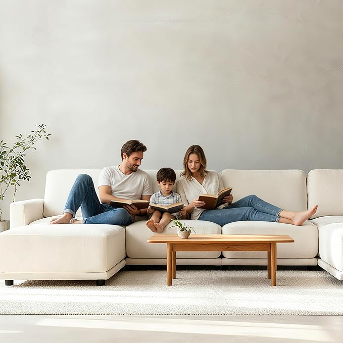 CAPCAPA 146" Modular Sectional Couches for Living Room, U-Shaped Modern Sofa with Ottomans, 6-Piece Chenille Sofa Set for Home Furniture, Beige