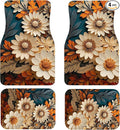 Artistic Fabric Car Floor Mats-Non-Slip Rubber Backing,Flower,Front (26.8x17.3in) & Rear (13x17.3in) Set-Water Absorbing, Durable Automotive Floor Liners with Stylish Patterns