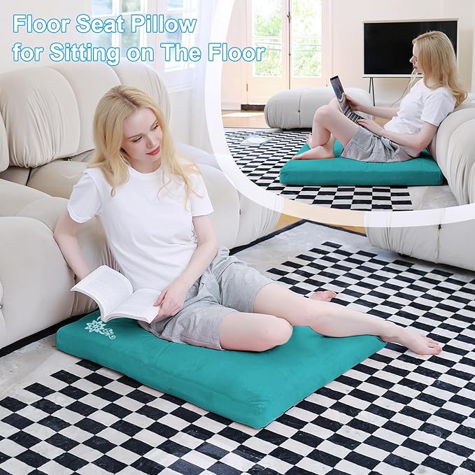 TokSay Velvet Zabuton Meditation Mat,31 * 31 inches, Yoga Meditation Cushion Floor (Green)