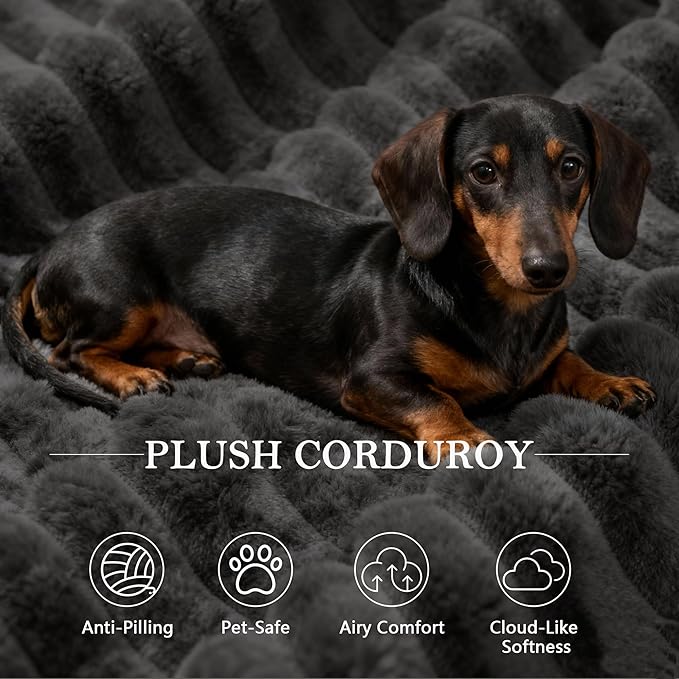 105’’ L-Shape Modular Sectional Sofa with Chaise, Convertible Cloud Couch, Corduroy Fabric & High-Density Memory Foam, No Assembly Required for Living Room (Black, Right Facing Chaise)