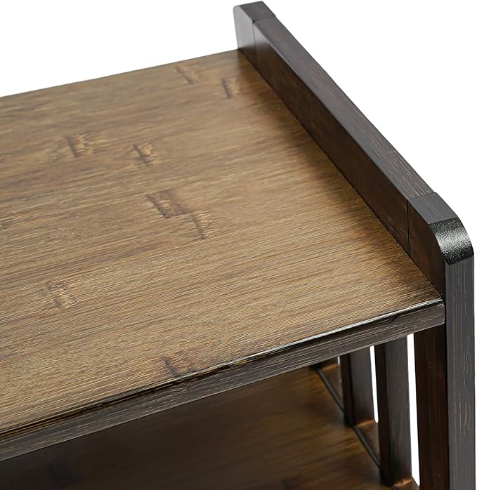 Floor Table Low 2-Tier Meditation Altar Table with Drawers Bamboo Coffee Table Desktop Organizer for Japanese Tatami Chinese Asia, Prayers, Displaying Jars/Plants/Books-27.2*9.8*11in (Walnut Color)