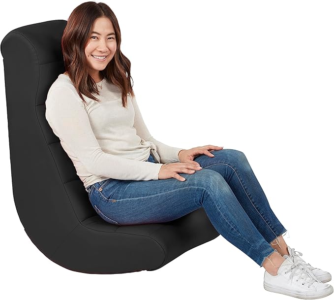 Factory Direct Partners 10489-BK Soft Ergonomic Horizontal Soft Video Rocker - Great for Reading, Gaming, Meditating, or TV for Kids Teens and Adults - Black