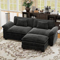 CDCASA 86" Modular Sectional Sofa, Comfy L-Shaped Cloud Couch with Movable Ottoman, 3-Seater Chenille Deep Seat Modern Sofa Couch for Living Room, DIY Combination, Black