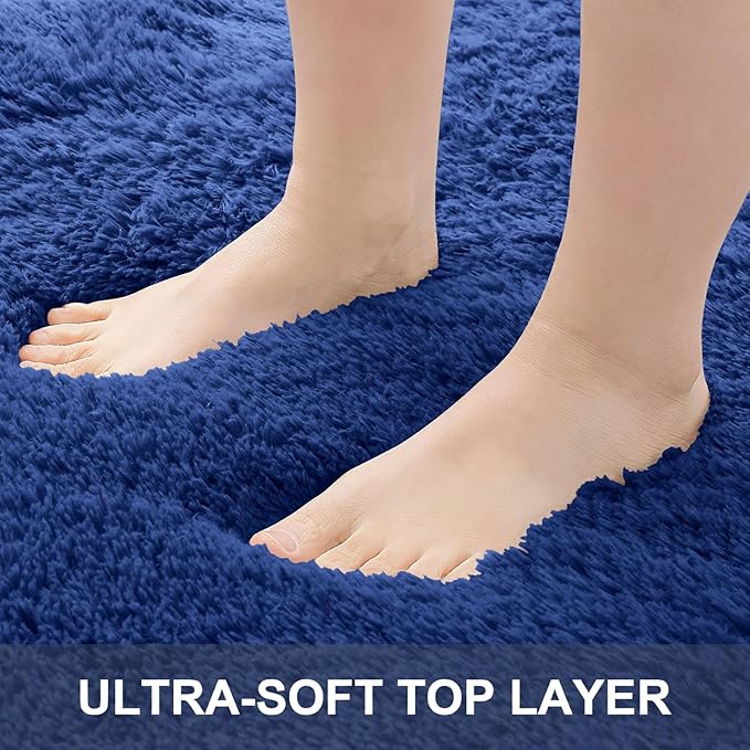OLANLY 5x8 Machine Washable Large Area Rugs for Living Room, Bedroom, Soft Fluffy Shaggy Bedside Rug, Indoor Floor Carpet for Kids Girls and Boys, Dorms, Nursery, Home Decor Aesthetic, Navy Blue
