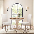 SNUGWAY Upholstered Dining Chair Stylish Parsons Kitchen High Back with Silver Nailhead Trim & Wood Legs, 2-Pack, Fabric Beige